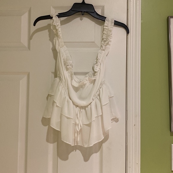 White Ruffled Top - Picture 2 of 2